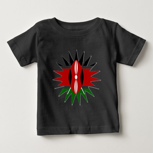Ein schönes, lebendiges kenianisches Flaggenmuster Baby T-shirt (Vorderseite)