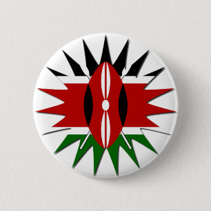Ein schönes, lebendiges kenianisches Flaggenmuster Button