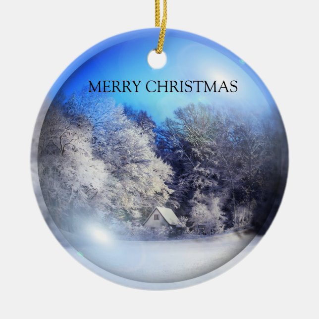 Ein schönes Schneebild Keramik Ornament (Vorne)