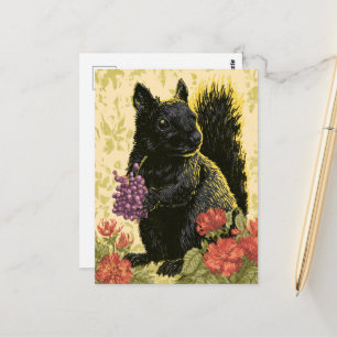 Ein schönes schwarzes Eichhörnchen Postkarte