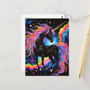 Ein schönes schwarzes Einhorn Postkarte