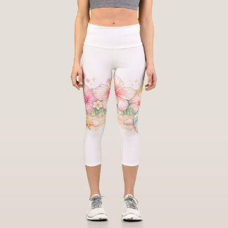 Ein schönes Sommerdesign, inspiriert von Blumen Capri Leggings