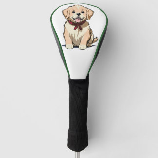 Ein schönes und niedliches Goldenes Retriever im S Golf Headcover
