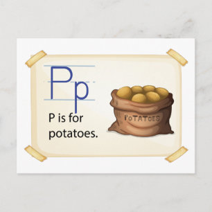 Ein Schreiben P für Kartoffeln Postkarte
