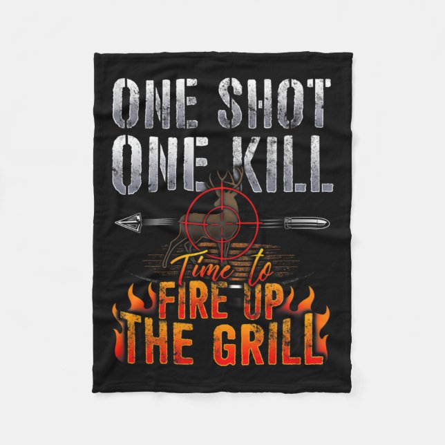 Ein Schuss ein Todesfeuergrill Hirschjagd Fleecedecke (Vorderseite)