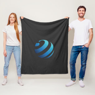 ein schwarz-blaues Logo mit einer Welle darauf Fleecedecke