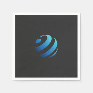 ein schwarz-blaues Logo mit einer Welle darauf Serviette