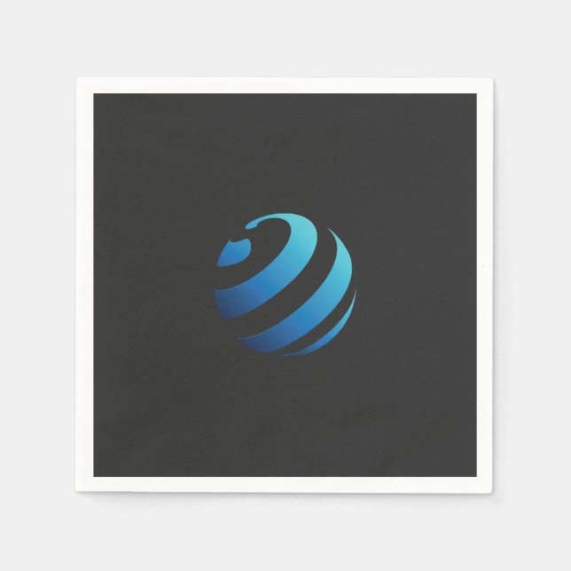 ein schwarz-blaues Logo mit einer Welle darauf Serviette (Vorderseite)