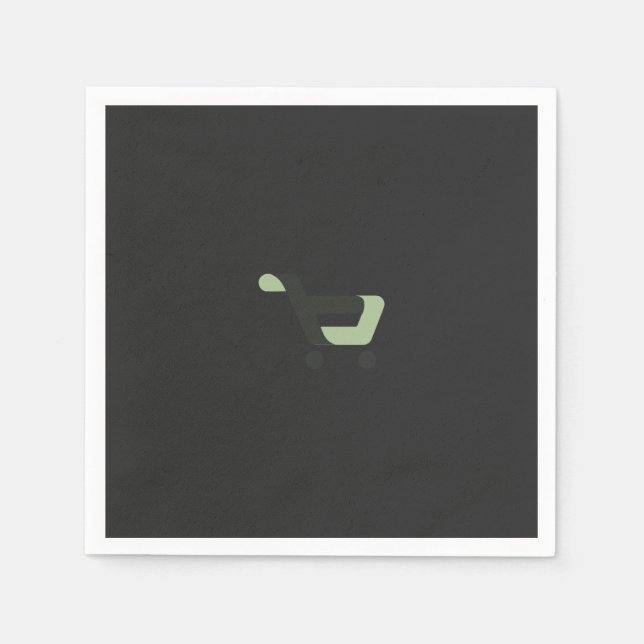 ein schwarz-grünes Logo mit einem Warenkorb Serviette (Vorderseite)