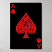 Ein Schwarz-Rot-Ass der Spades.