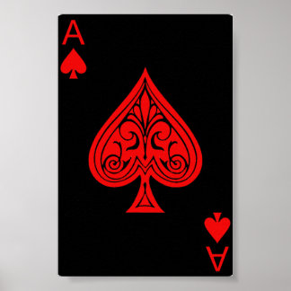 Ein Schwarz-Rot-Ass der Spades. Poster