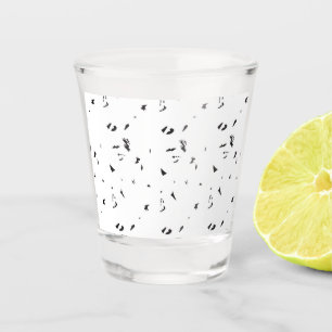 ein Schwarz-Weiß-Foto einer Vogelherde Schnapsglas