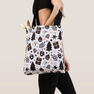 Ein Schwarz-Weiß-Weihnachtsmuster Tasche