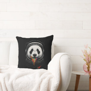 Ein schwarz-weißer Panda-Bär, der einen Raumanzug  Kissen