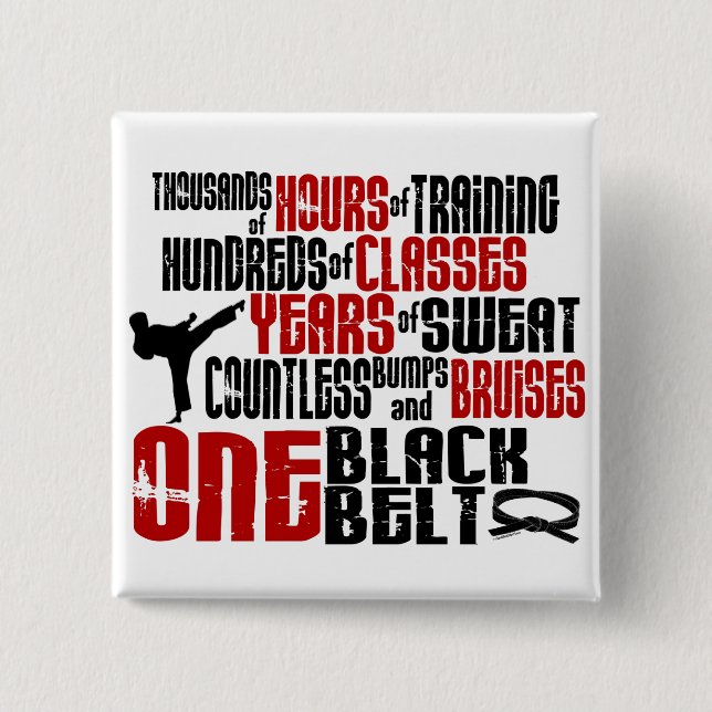 EIN schwarzer Gurt 2 KARATE-T - SHIRTS u. KLEID Button (Vorderseite)