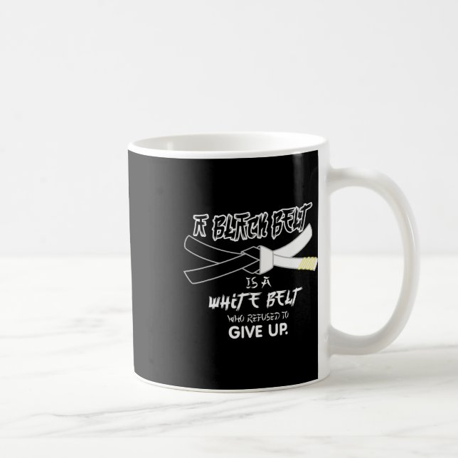 Ein schwarzer Gürtel ist eine weiße Gürtelkugel, d Kaffeetasse (Rechts)
