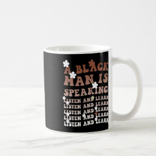 Ein Schwarzer hört zu und lernt ihn schwarz Kaffeetasse