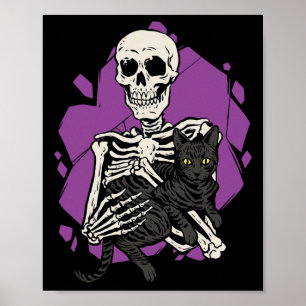 Ein schwarzer Katzennebel zu Halloween-Kostümskull Poster