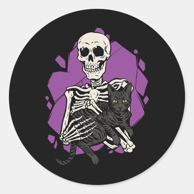 Ein schwarzer Katzennebel zu Halloween-Kostümskull Runder Aufkleber (Vorderseite)