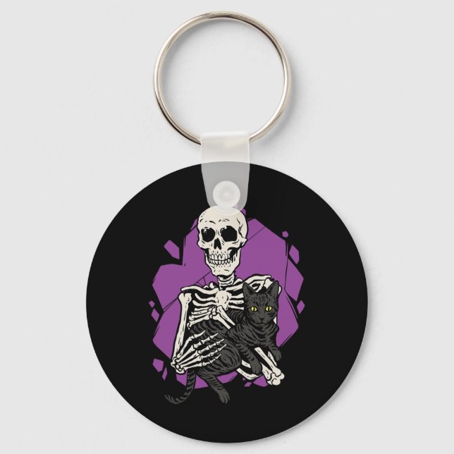 Ein schwarzer Katzennebel zu Halloween-Kostümskull Schlüsselanhänger (Vorderseite)