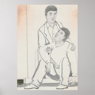 Ein schwarzer Mann hilft einem anderen beim Aufste Poster