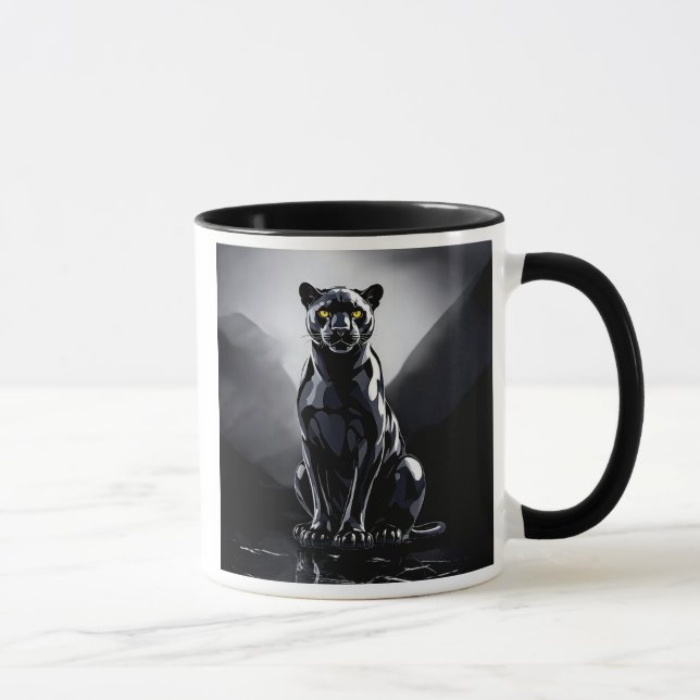 Ein schwarzer Panther mit hellen Reflektionen. Tasse (Rechts)