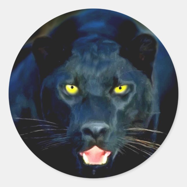 Ein schwarzer Panther Runder Aufkleber (Vorderseite)