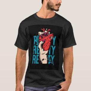 Ein schwarzes T-Shirt mit einer Hand, die ein Herz