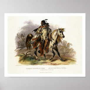 Ein Schwarzfuß Indianer auf dem Pferd, Teller 19 v Poster