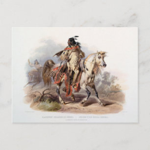 Ein Schwarzfussinder auf Pferd Postkarte