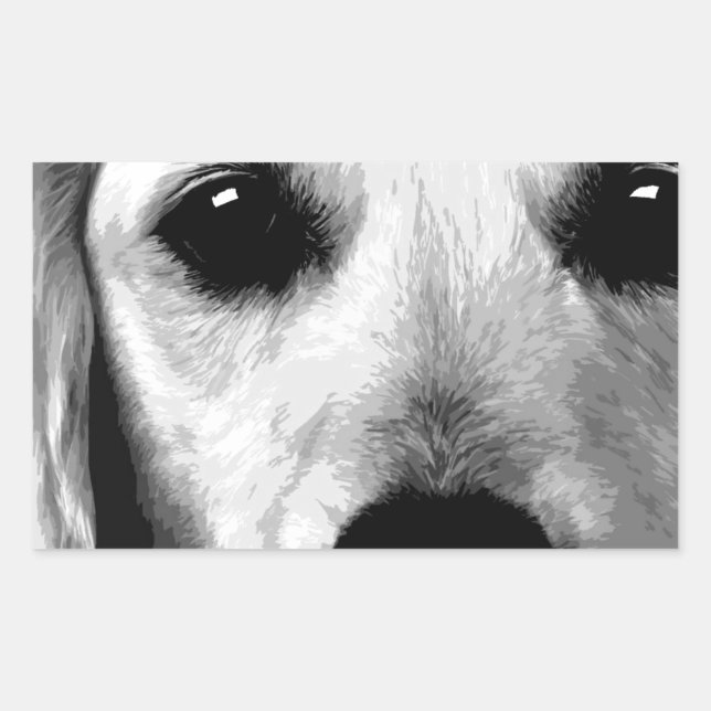 Ein schwarzweißer Golden Retriever Rechteckiger Aufkleber (Vorderseite)