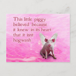 Ein Schweinchen glaubte Postkarte
