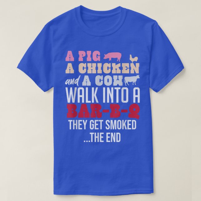 Ein Schweinehähnchen und eine Kuh laufen in ein Ba T-Shirt (Design vorne)