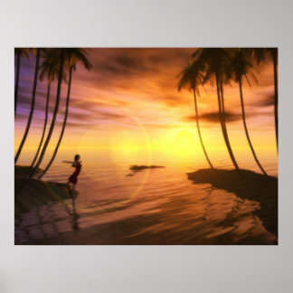 Ein Schwimmen bei Sonnenaufgang Poster