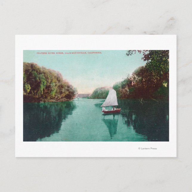 Ein Segelboot auf dem Feather RiverMarysville, CA Postkarte (Vorderseite)