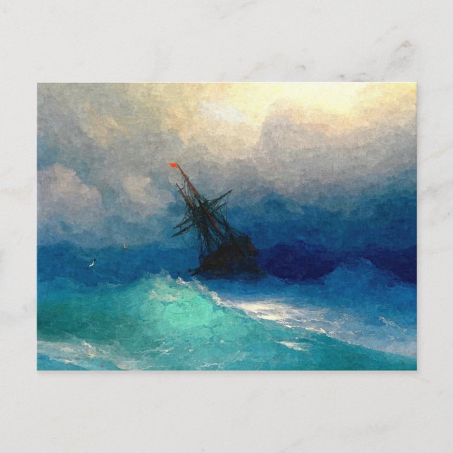 Ein Segelschiff im Sturm Postkarte (Vorderseite)