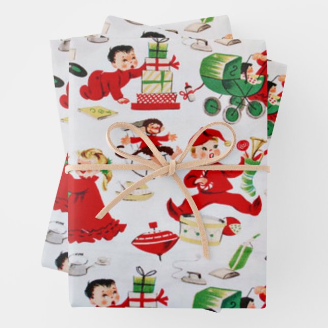 Ein sehr altmodisches Weihnachtsgeschirr Geschenkpapier Set (Beispiel)