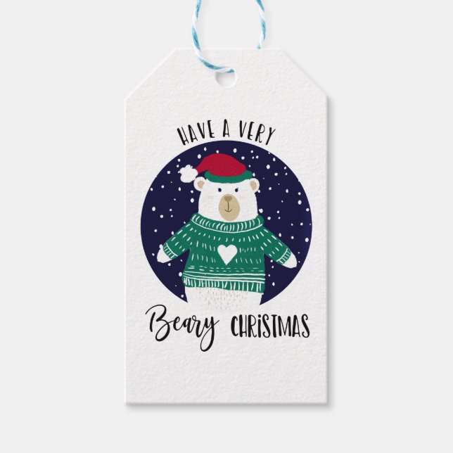 ein sehr barocker Weihnachtsbärenspringer Geschenkanhänger (Vorderseite)