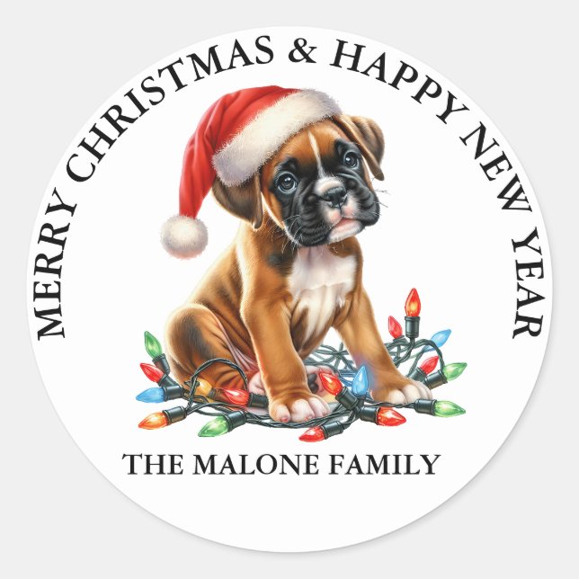 Ein sehr boxer Weihnachten Runder Aufkleber (Vorderseite)