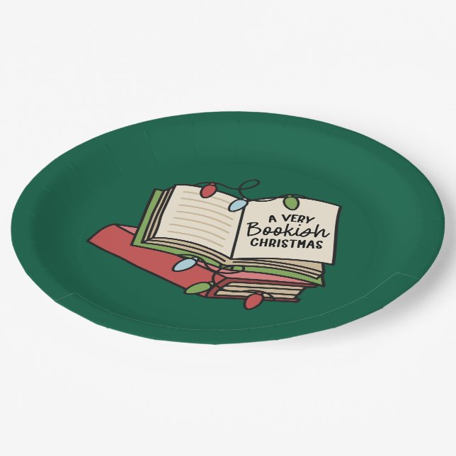 Ein sehr buchstäbliches Weihnachtsfest - Grün Pappteller (Schrägansicht)