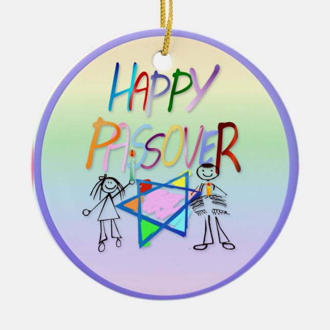 Ein sehr bunte Passahfest-Verzierungen Keramikornament (Vorne)