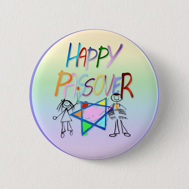 Ein sehr bunter Passahfest-Knopf Button (Vorderseite)