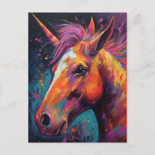Ein sehr buntes Einhorn Postkarte
