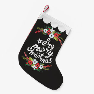 Ein sehr frohe Weihnachten floral Black Kleiner Weihnachtsstrumpf
