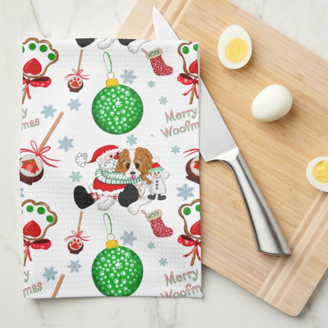 Ein sehr froher Cavalier King Charles Weihnachten Geschirrtuch (Viertel Falte)