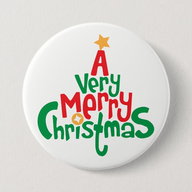 Ein sehr froher Weihnachts-Round-Button Button (Vorderseite)