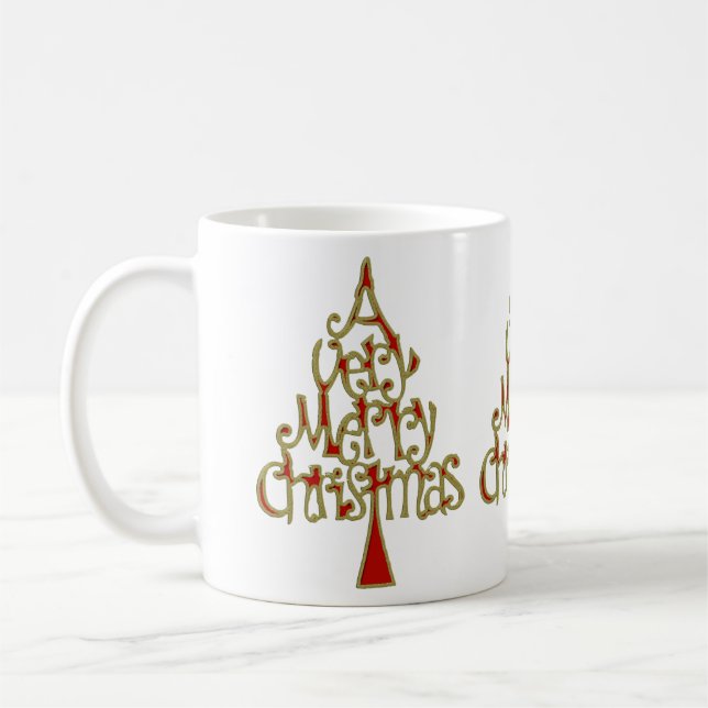 Ein sehr froher Weihnachtsbaum Kaffeetasse (Links)