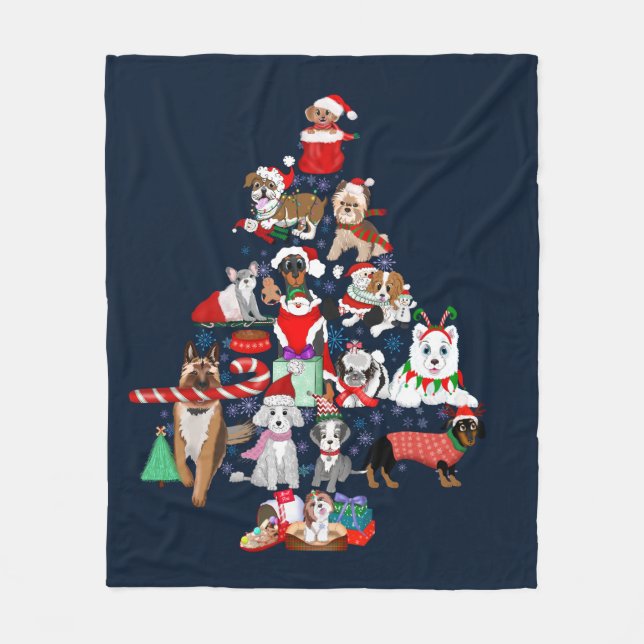 Ein sehr frohes Doggie Weihnachten Fleecedecke (Vorderseite)