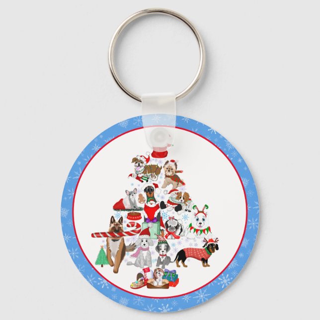 Ein sehr frohes Doggie Weihnachten Schlüsselanhänger (Vorderseite)