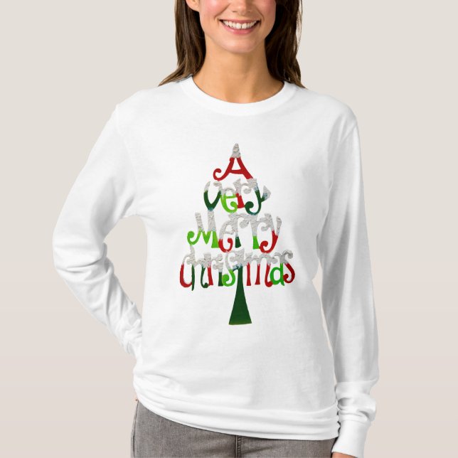 Ein sehr fröhlicher Weihnachtsbaum T-Shirt (Vorderseite)